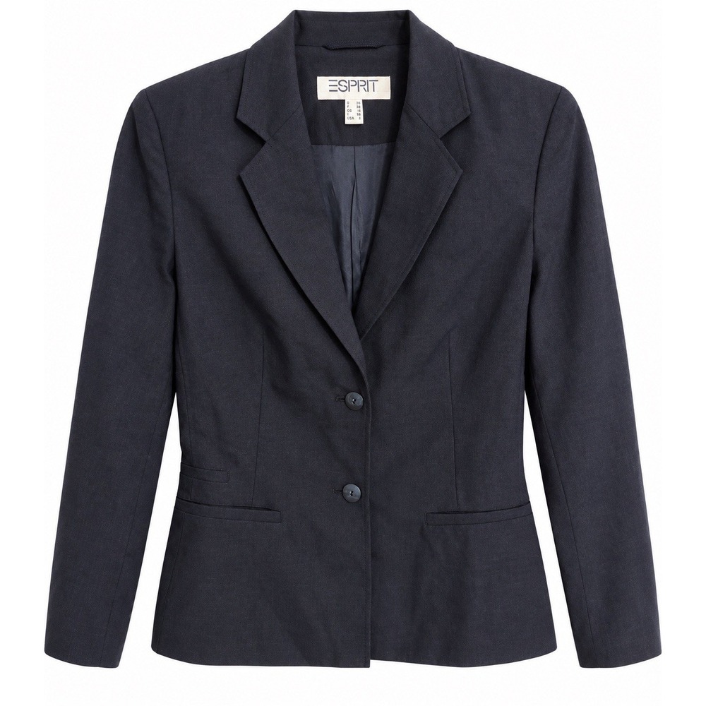 Vintage 90s Esprit Wool Blazer Womens 2 Navy Bessette Style Minimalist Quiet Lux